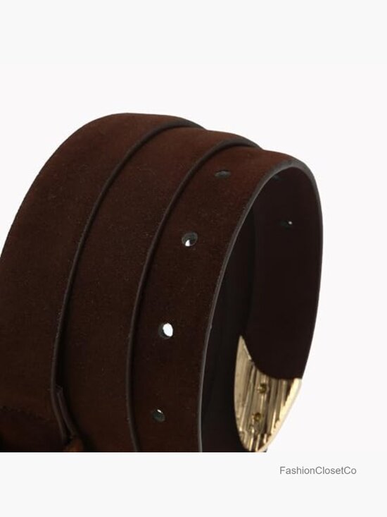 Faux Leather Skinny Belt with Gold Buckle for Jeans Dresses main image 5